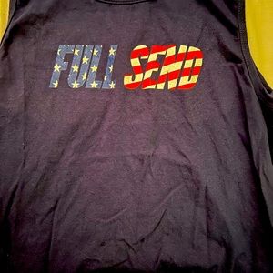 Full Send Navy Men’s small patriotic writing tank